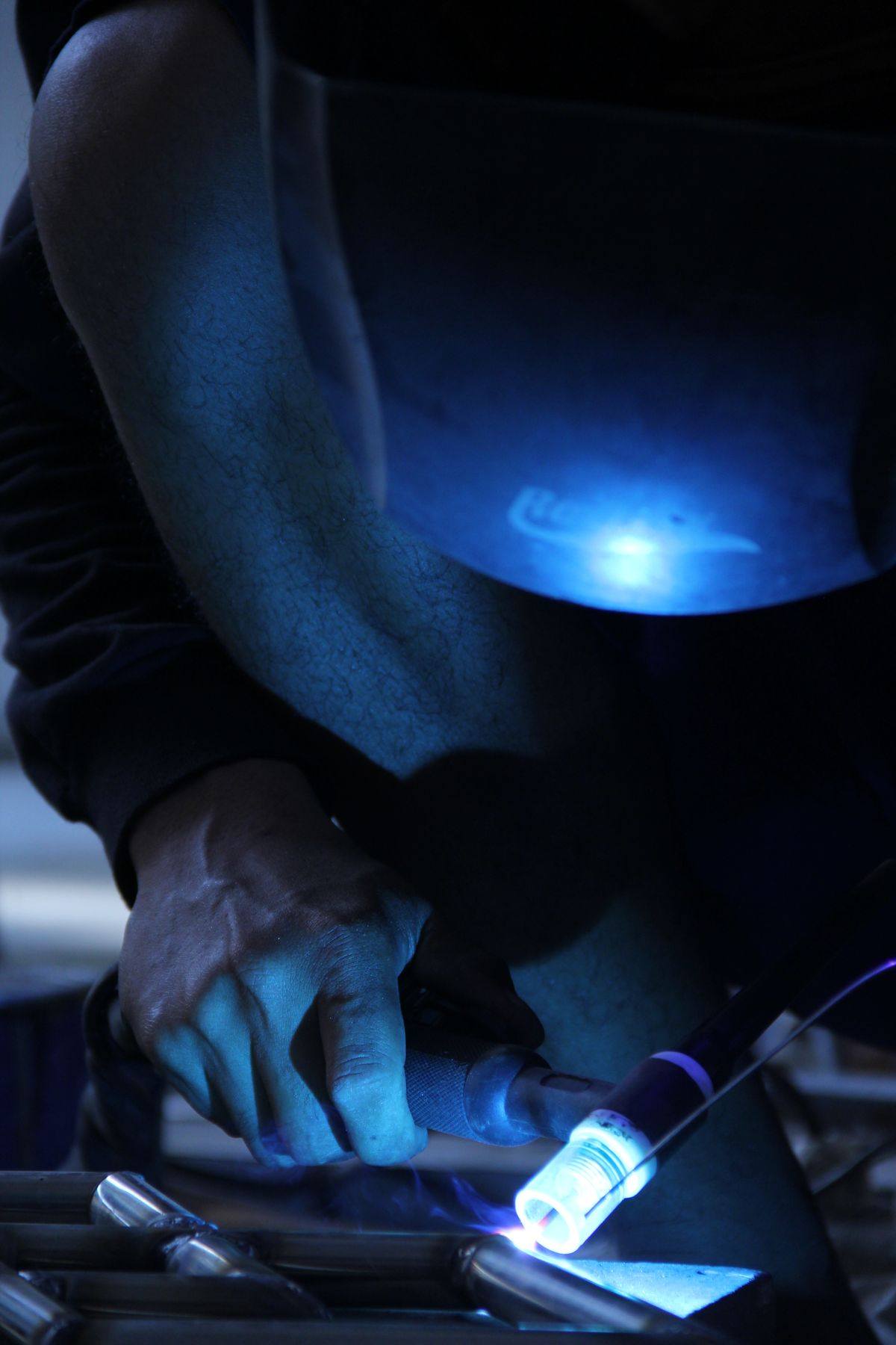 Metal fabrication welder in a Vaughan Ontario shop