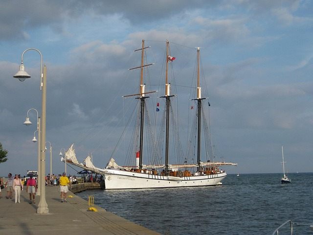 Tall ship docked at Bronte Harbour, Oakville, Ontario